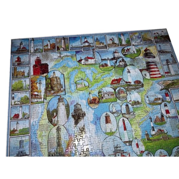 White Mountain Jigsaw Puzzles ~ American Lighthouses ~ 1000 Piece Puzzle - Picture 2 of 7